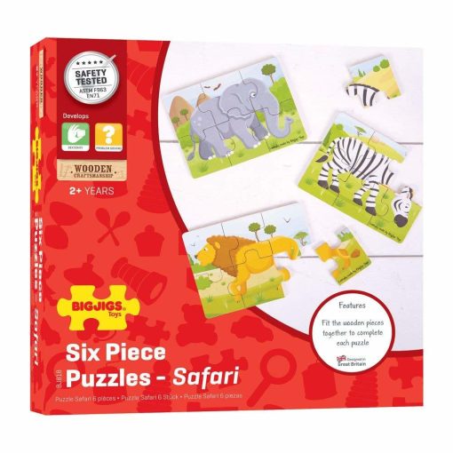 Set 3 puzzle din lemn - Jungla Vesela, BIGJIGS Toys, BJ818, 691621198186