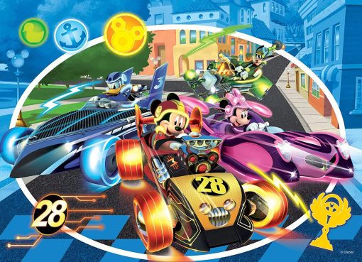 Puzzle de colorat - Mickey in cursa (24 piese), LISCIANI, L74099, 8008324074099 - imagine 3