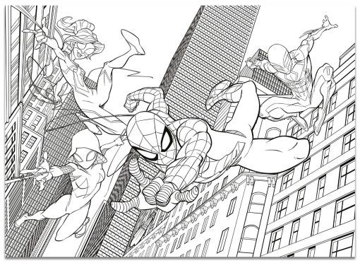 Puzzle de colorat maxi  - Spiderman (4 x 48 de piese), LISCIANI, L100385, 8008324100385 - imagine 3