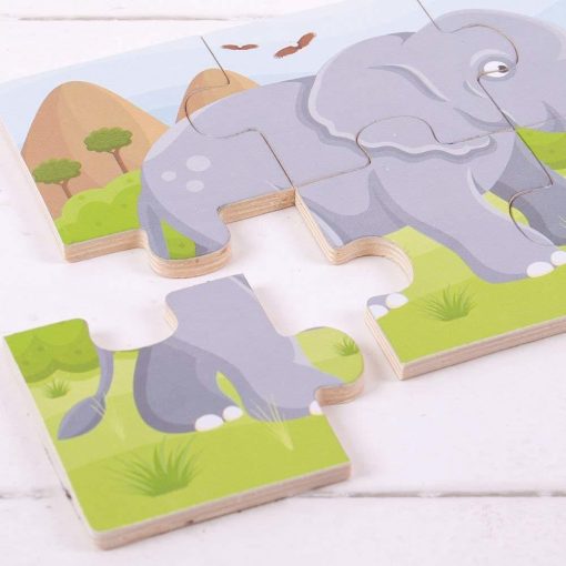 Set 3 puzzle din lemn - Jungla Vesela, BIGJIGS Toys, BJ818, 691621198186 - imagine 4