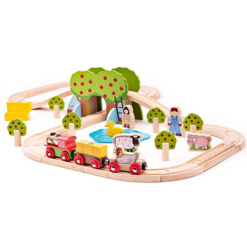 Trenuletul de la ferma, BIGJIGS Toys, BJT036, 691621090367 - imagine 3
