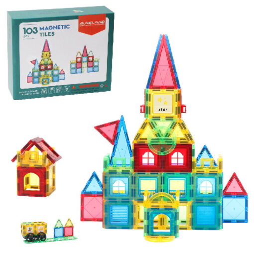 Set de constructie magnetic 3D - 103 piese, MAGPLAYER, MPL2-103, 6940482201653 - imagine 3