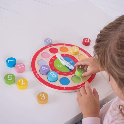 Ceas colorat din lemn, BIGJIGS Toys, BJ906, 691621199060 - imagine 4