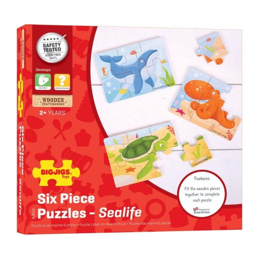 Set 3 puzzle din lemn - Lumea acvatica, BIGJIGS Toys, BJ819, 691621198193 - imagine 5