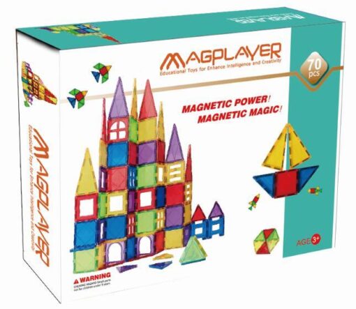 Set de constructie magnetic - 70 piese, MAGPLAYER, MPL-70, 6940482203992
