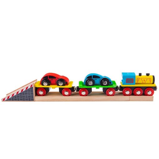 Trenulet cu platforma auto, BIGJIGS Toys, BJT199, 691621541999