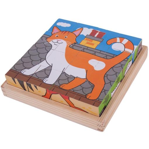 Puzzle cubic - Animalute de la ferma, BIGJIGS Toys, BJ798, 691621537985 - imagine 5