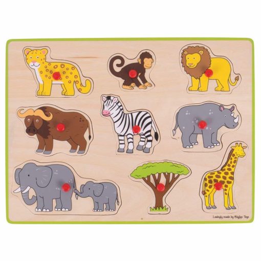 Puzzle din lemn incastru - Safari, BIGJIGS Toys, BJ258, 691621192580