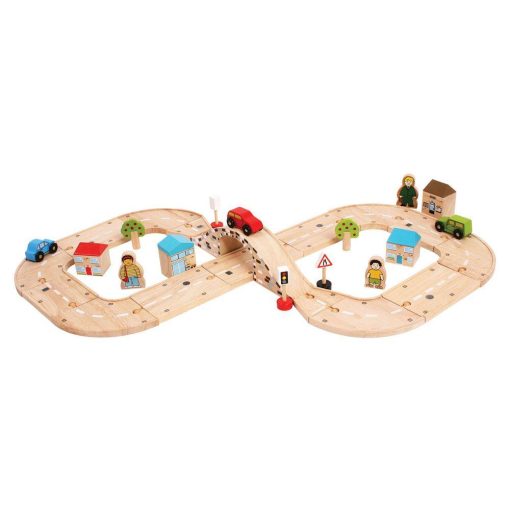 Circuit auto (36 piese), BIGJIGS Toys, BJT031, 691621090312
