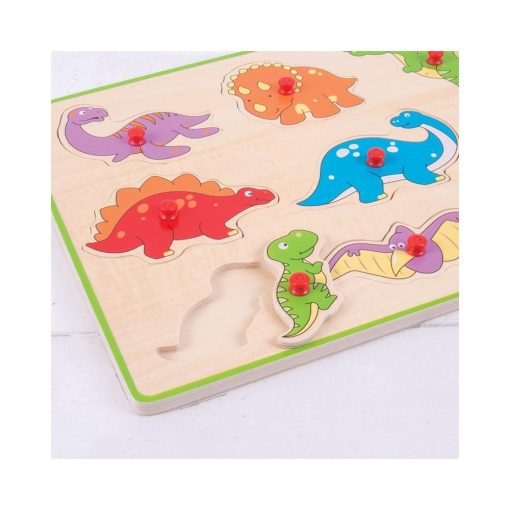 Puzzle din lemn incastru - Dinozauri, BIGJIGS Toys, BJ257, 691621192573 - imagine 2