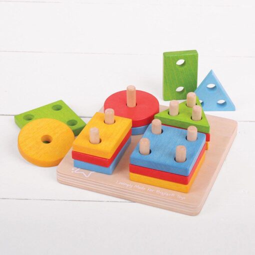 Joc de sortare - 4 forme geometrice, BIGJIGS Toys, BB094, 691621530948 - imagine 3