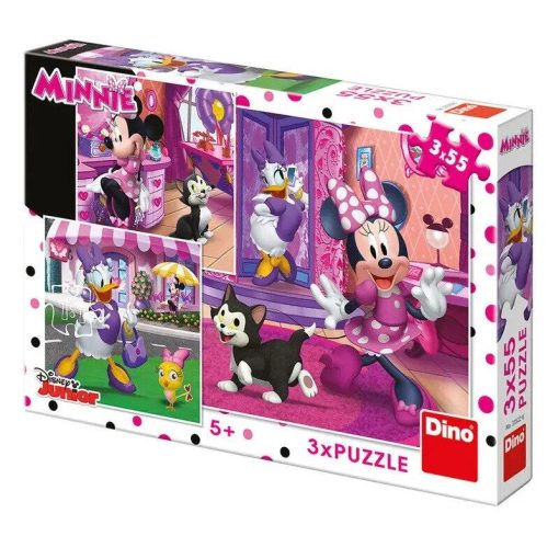 Puzzle 3 in 1 - O zi cu Minnie (55 piese), Dino, 335226, 8590878335226