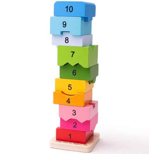 Turnulet din lemn cu numere, BIGJIGS Toys, BB107, 691621531075 - imagine 3