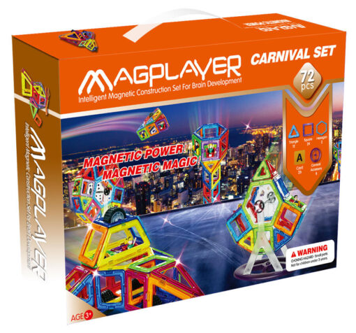 Set de constructie magnetic - 72 piese, MAGPLAYER, MPA-72, 6940482200342