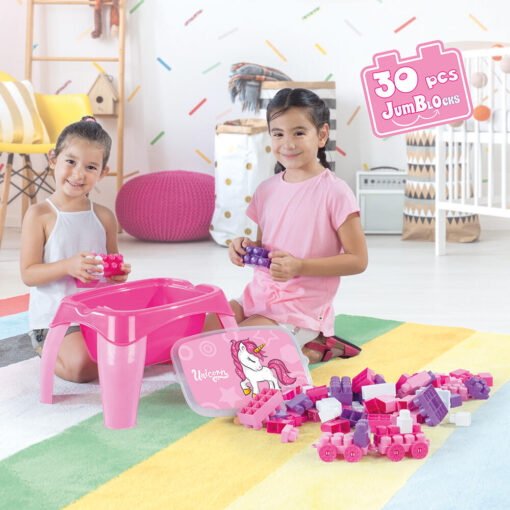 Masuta de activitati cu 30 cuburi de construit - Unicorn, DOLU, D2598, 8690089025982 - imagine 2