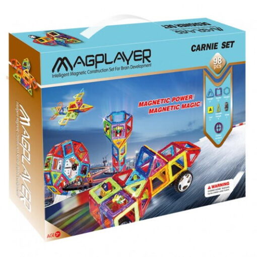 Joc de constructie magnetic - 98 piese, MAGPLAYER, MPA-98, 6940482200366