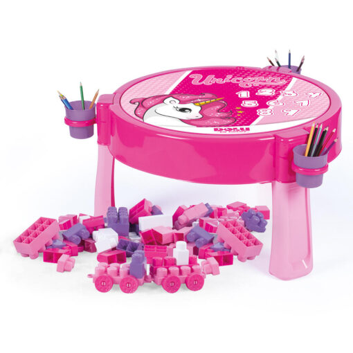 Masuta roz de activitati cu 100 cuburi de construit, DOLU, D2572, 8690089025722