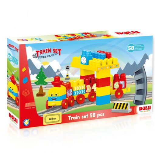 Set de constructii cu trenulet - 58 piese, DOLU, D5081, 8690089050816 - imagine 3