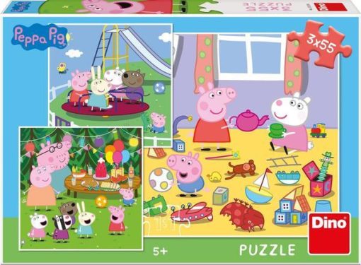 Puzzle 3 in 1 - Purcelusa Peppa in vacanta (3 x 55 piese), Dino, 335356, 8590878335356