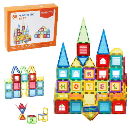 Set de constructie magnetic 3D - 88 piese, MAGPLAYER, MPL2-88, 6940482201646 - imagine 3