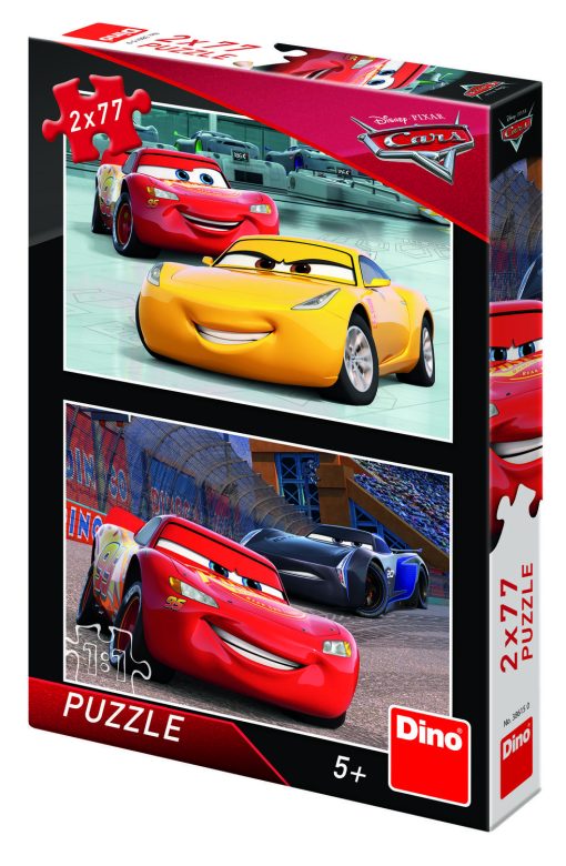Puzzle 2 in 1 - Cars 3: Cursa cea mare (2 x 77 piese), Dino, 386150, 8590878386150