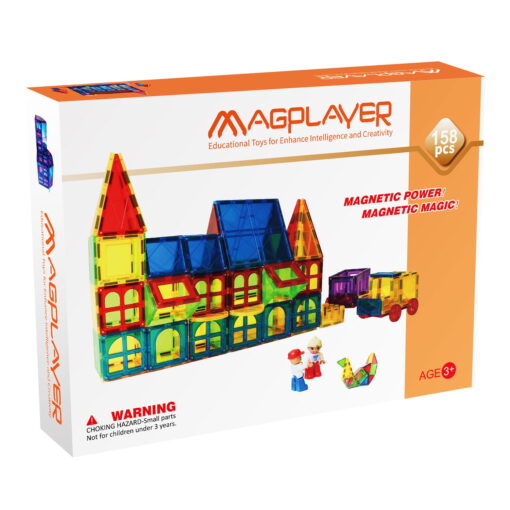 Set de constructie magnetic 3D - 158 piese, MAGPLAYER, MPL-158, 6940482204517