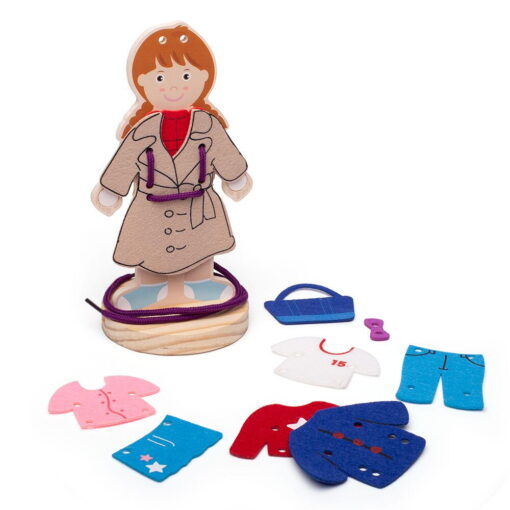 Joc de snuruit - Imbraca fetita, BIGJIGS Toys, BJ807, 691621728079 - imagine 3