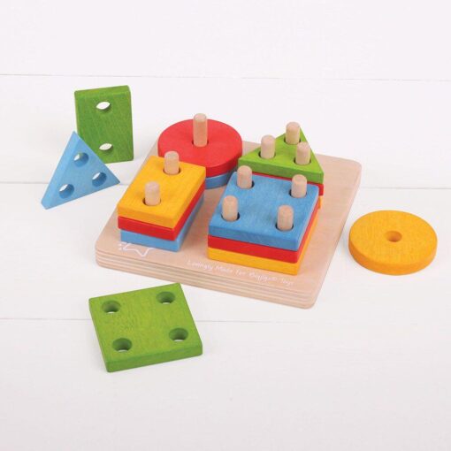 Joc de sortare - 4 forme geometrice, BIGJIGS Toys, BB094, 691621530948 - imagine 2
