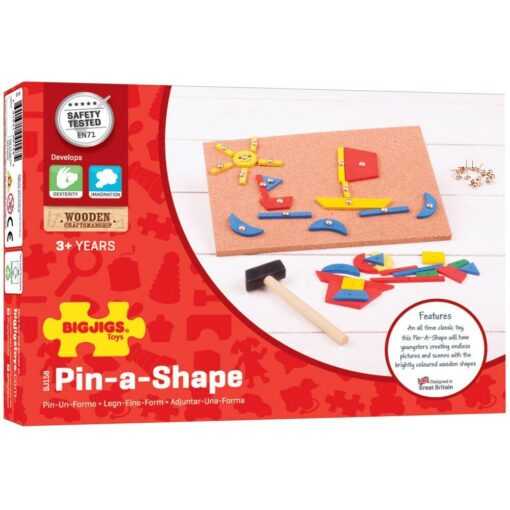 Set de creatie - Forme din lemn, BIGJIGS Toys, BJ158, 691621001585 - imagine 3