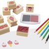 Set creativ - Stampile din lemn cu tusiera (inimioare), Grafix, 100055A, 8715427075679