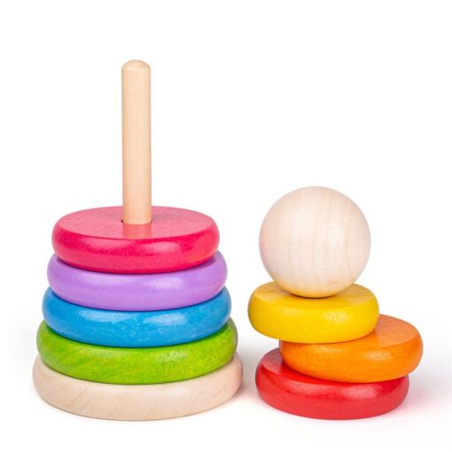 Piramida din lemn - Curcubeul, BIGJIGS Toys, BB098, 691621530986 - imagine 3