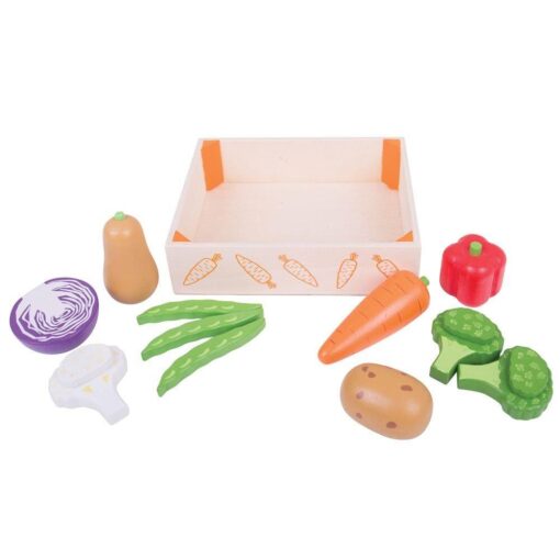 Cutiuta cu legume din lemn, BIGJIGS Toys, BJ477, 691621174777 - imagine 2