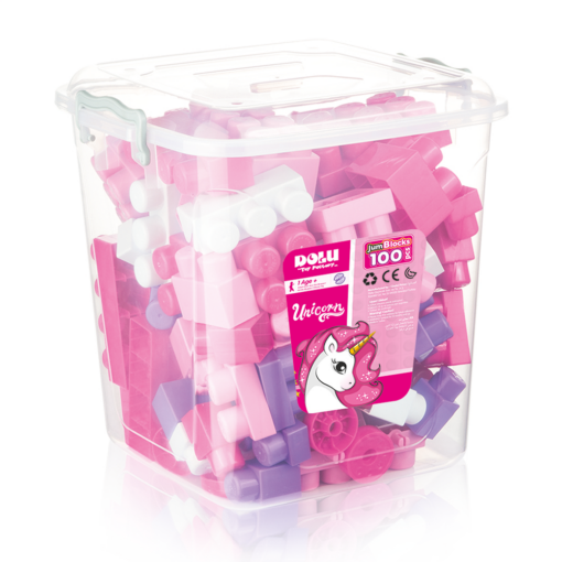 Cuburi mari de construit  in cutie - Unicorn (100 piese), DOLU, D2556, 8690089025562