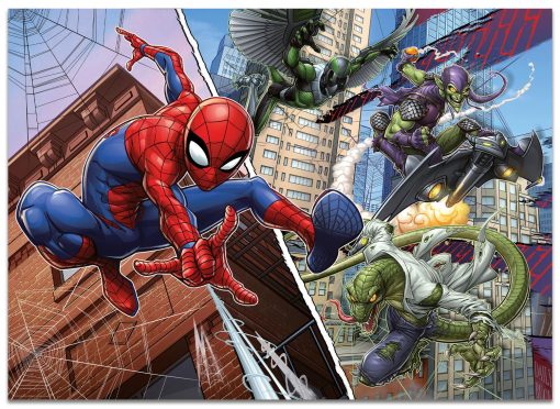 Puzzle de colorat maxi  - Spiderman (4 x 48 de piese), LISCIANI, L100385, 8008324100385 - imagine 4