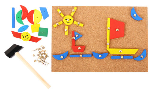 Set de creatie - Forme din lemn, BIGJIGS Toys, BJ158, 691621001585