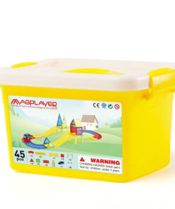 Set de constructie magnetic 3D - Circuit masinute (45 piese), MAGPLAYER, MPL-45, 6940482201592