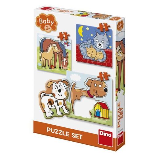 Baby puzzle - Animalute jucause (3,4 si 5 piese), Dino, 325128, 8590878325128