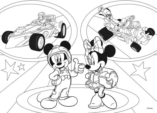 Puzzle de colorat - Mickey in cursa (24 piese), LISCIANI, L74099, 8008324074099 - imagine 2
