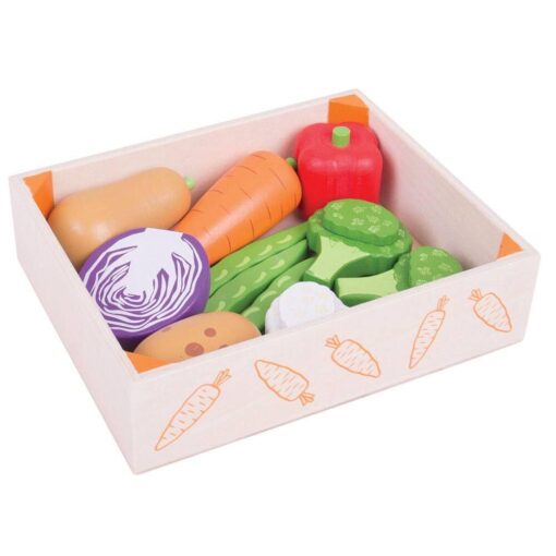 Cutiuta cu legume din lemn, BIGJIGS Toys, BJ477, 691621174777 - imagine 4