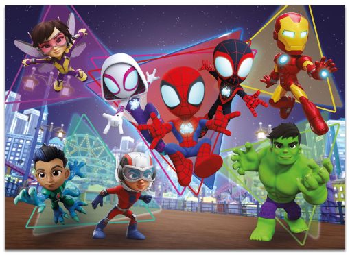 Puzzle de colorat maxi - Paienjenelul Marvel si prietenii lui uimitori (4 x 48 de piese), LISCIANI, L100378, 8008324100378 - imagine 3