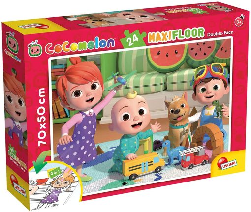 Puzzle de colorat maxi - O zi insorita cu Cocomelon (24 piese), LISCIANI, L90983, 8008324090983