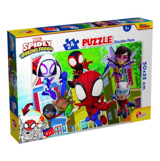 Puzzle de colorat -  Distractie cu paienjenelul Marvel si prietenii lui uimitori (24 piese), LISCIANI, L99665, 8008324099665