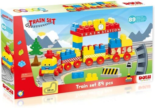 Set de constructii cu trenulet - 89 piese, DOLU, D5082, 8690089050823