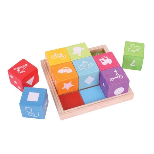 Cuburi din lemn cu imagini, BIGJIGS Toys, BB091, 691621530917