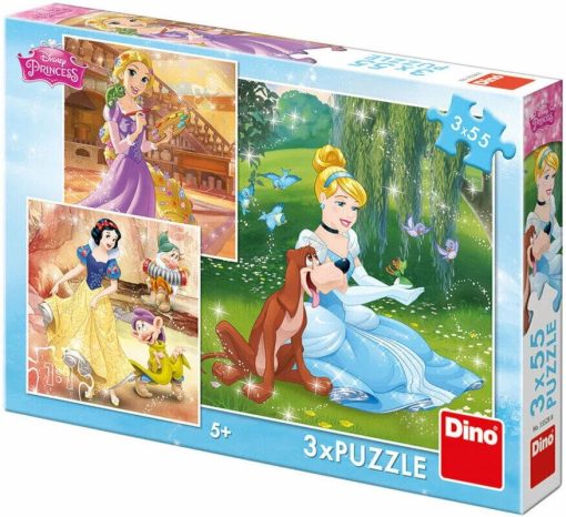 Puzzle 3 in 1 - Printese jucause (55 piese), Dino, 335288, 8590878335288