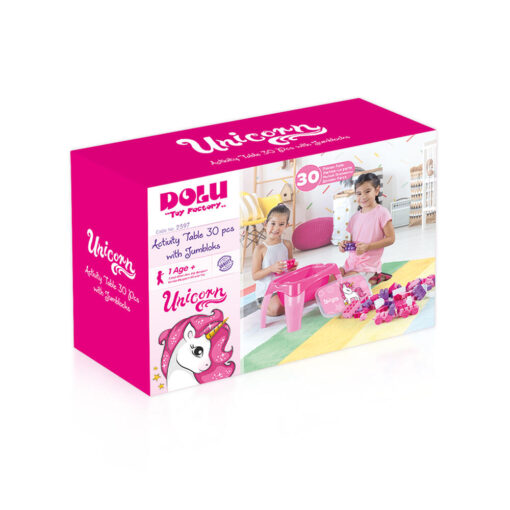 Masuta de activitati cu 30 cuburi de construit - Unicorn, DOLU, D2598, 8690089025982 - imagine 3