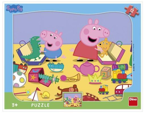 Puzzle cu rama - La joaca cu Peppa Pig (12 piese), Dino, 303119, 8590878303119