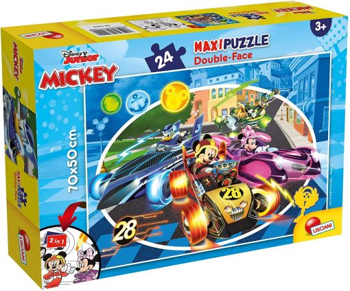 Puzzle de colorat - Mickey in cursa (24 piese), LISCIANI, L74099, 8008324074099