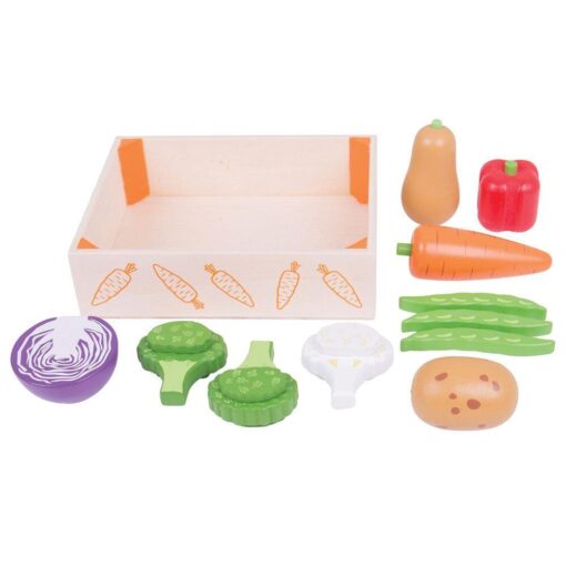 Cutiuta cu legume din lemn, BIGJIGS Toys, BJ477, 691621174777 - imagine 3