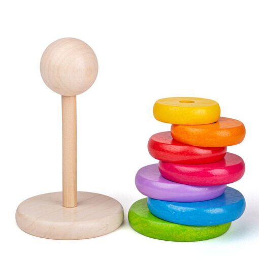 Piramida din lemn - Curcubeul, BIGJIGS Toys, BB098, 691621530986 - imagine 4
